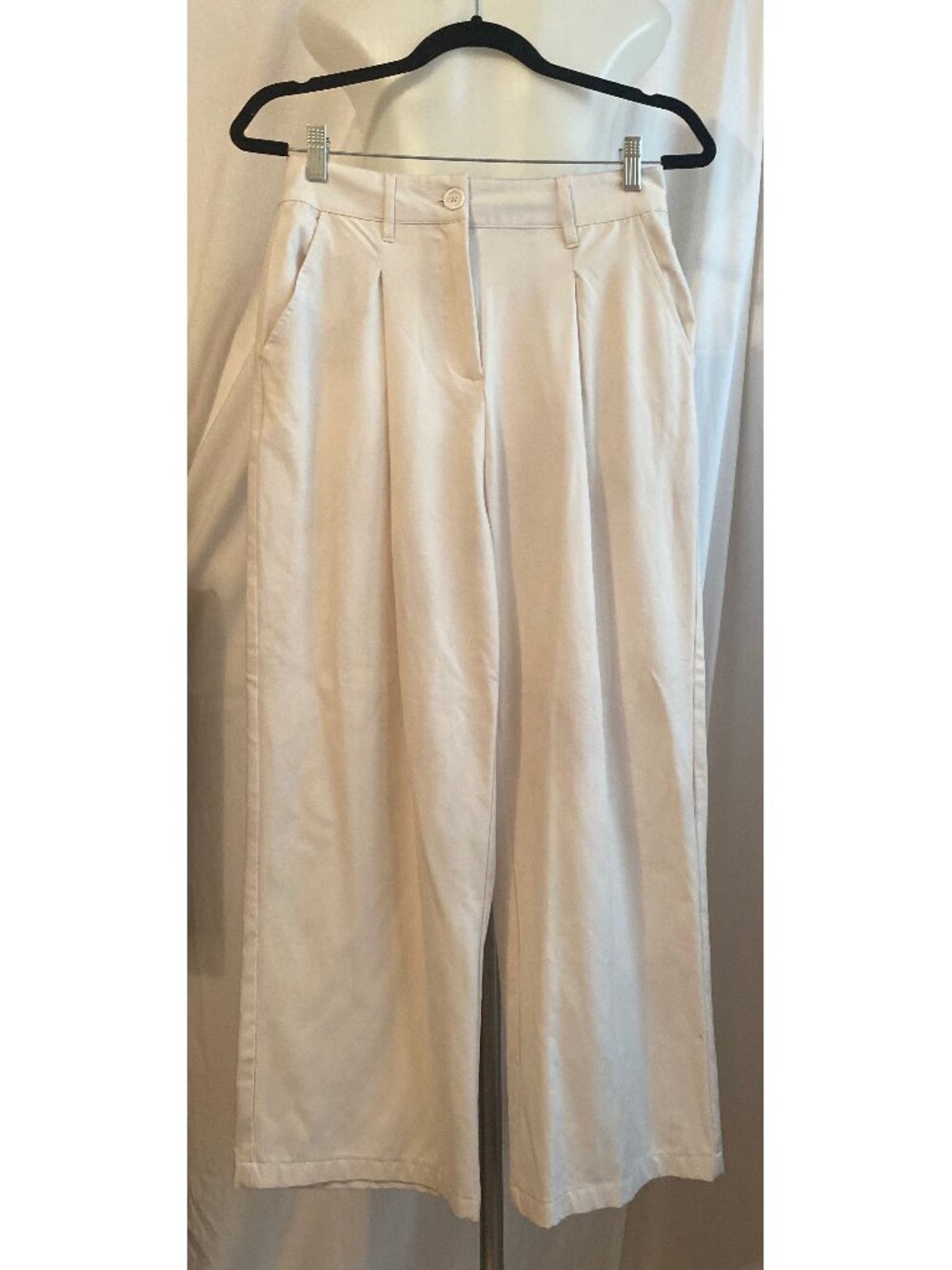 Wild Fable Ivory White Wide Leg Pleated Trousers Pants Size 4